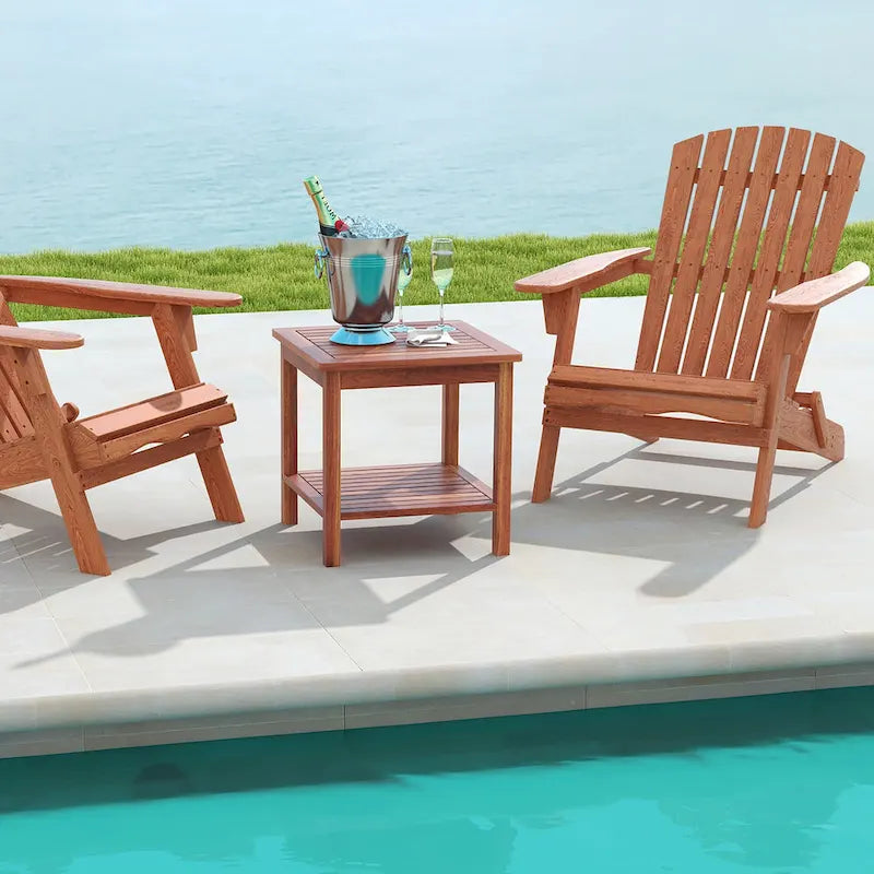 Lot de 2 tables d'appoint carrées à 2 niveaux pour extérieur et terrasse