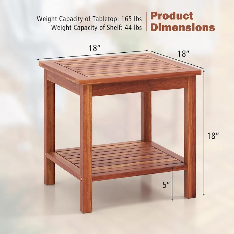 Lot de 2 tables d'appoint carrées à 2 niveaux pour extérieur et terrasse