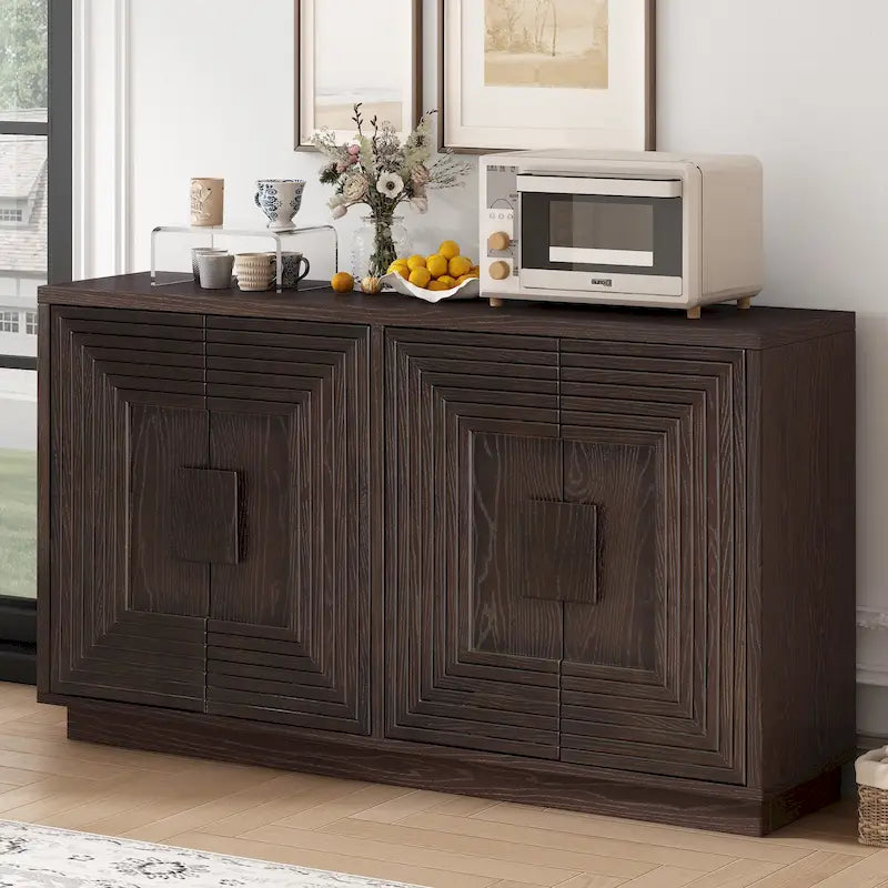 Buffet de salle à manger vintage 4 portes avec étagères réglables