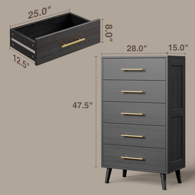 Commode 5 tiroirs pour chambre à coucher