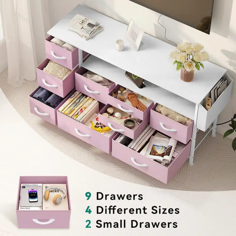 Meuble de rangement en tissu à 9 tiroirs, 50 W