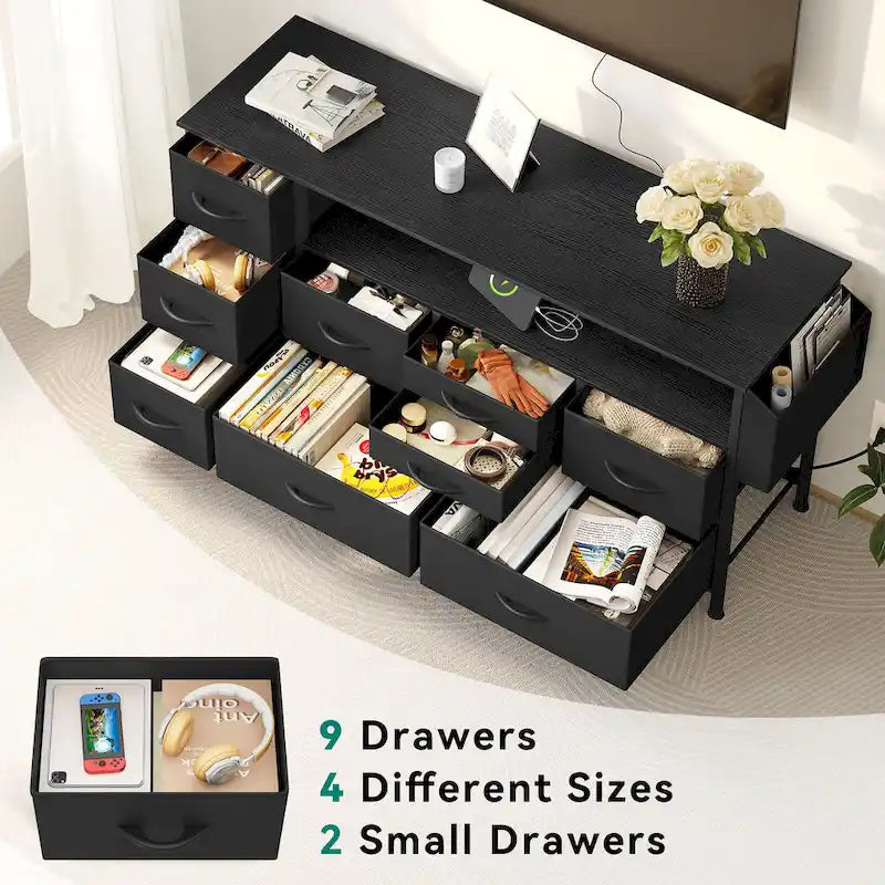 Meuble de rangement en tissu à 9 tiroirs, 50 W