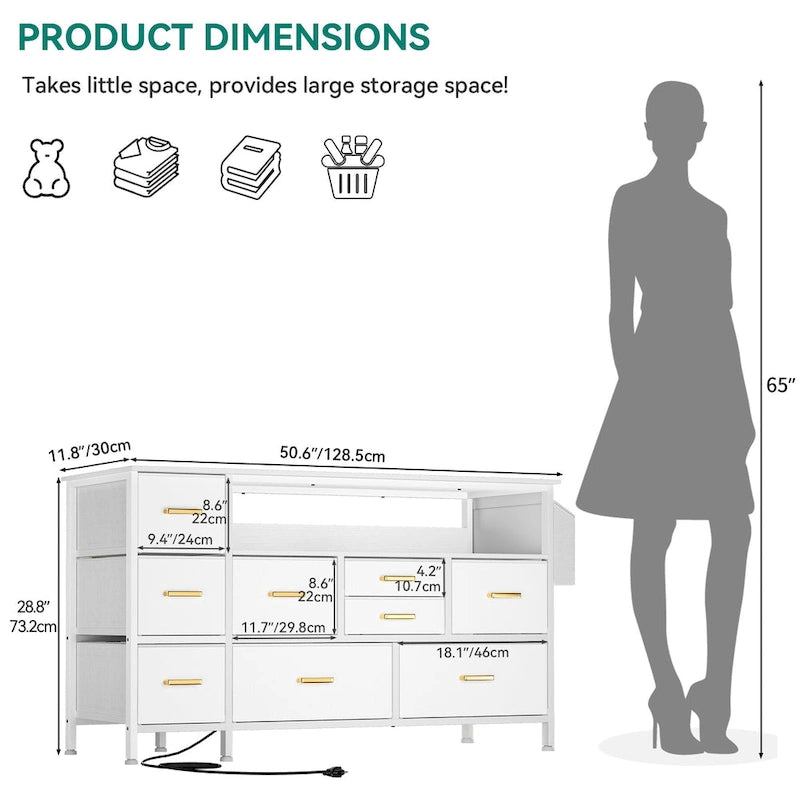 Meuble de rangement en tissu à 9 tiroirs, 50 W