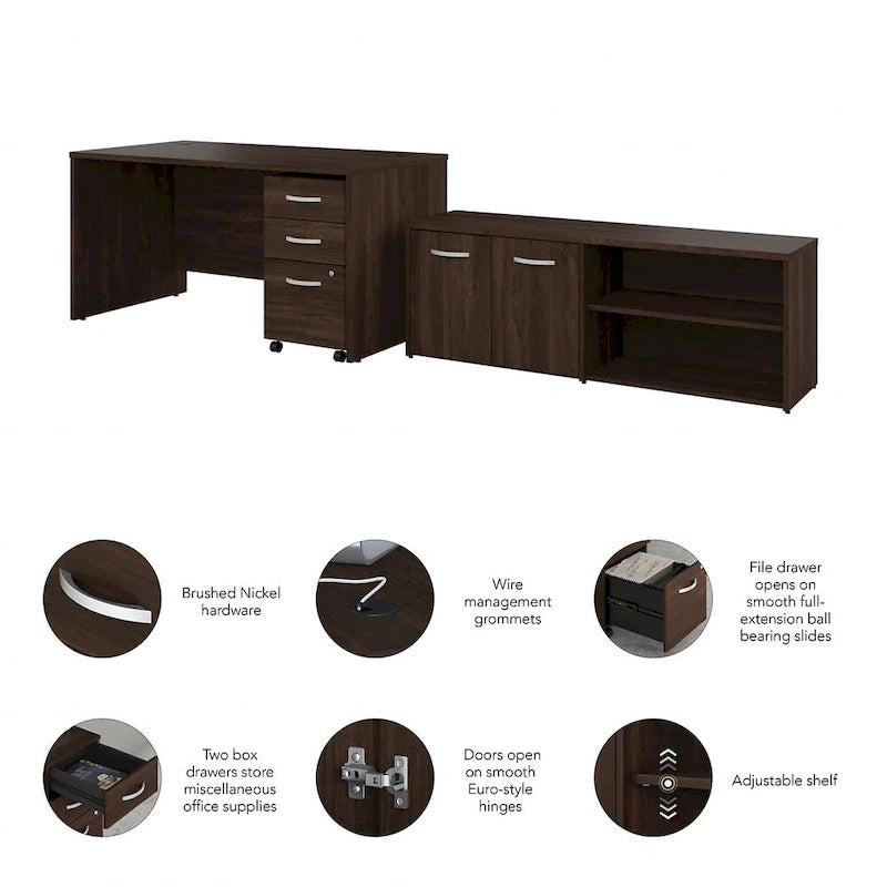 Bureau en C 60 po avec retour et armoire