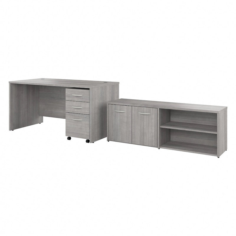 Bureau en C 60 po avec retour et armoire