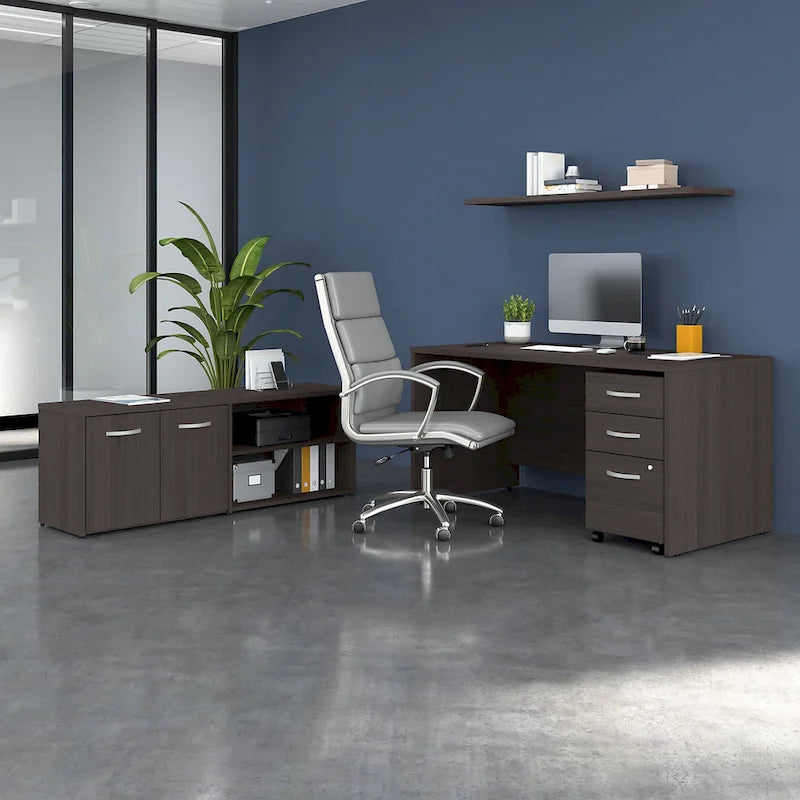 Bureau en C 60 po avec retour et armoire