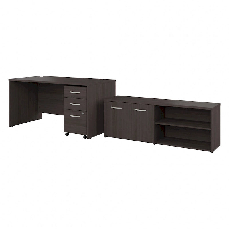 Bureau en C 60 po avec retour et armoire