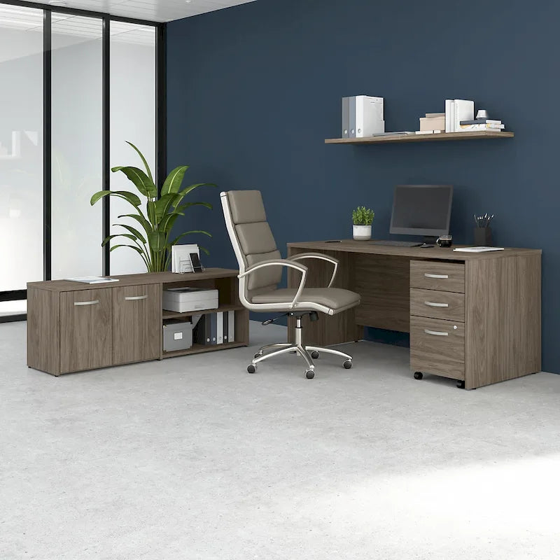 Bureau en C 60 po avec retour et armoire