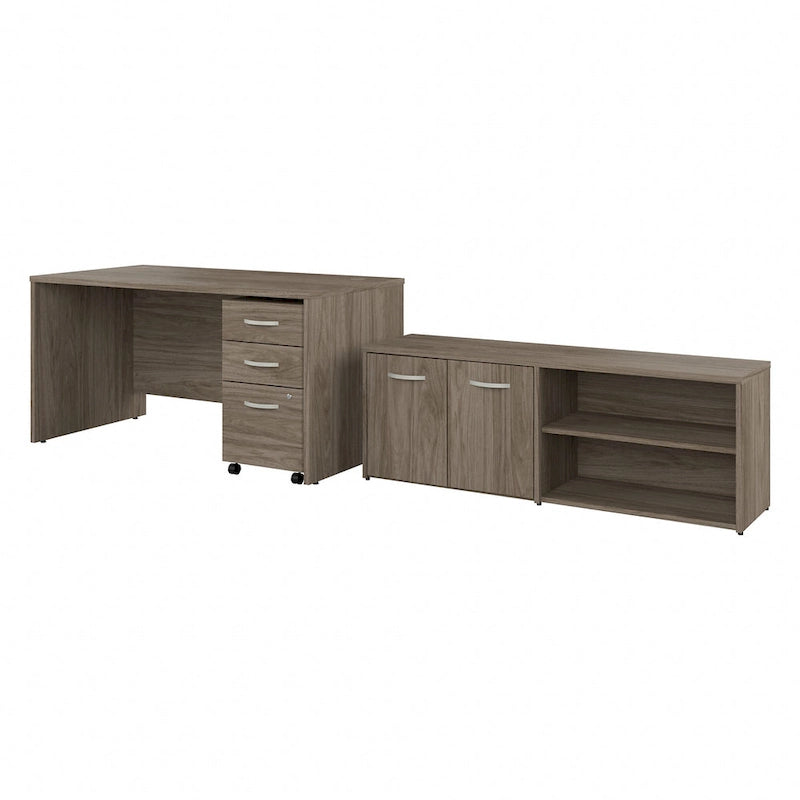 Bureau en C 60 po avec retour et armoire