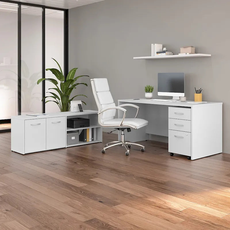 Bureau en C 60 po avec retour et armoire