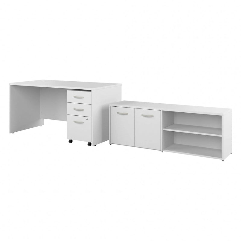 Bureau en C 60 po avec retour et armoire