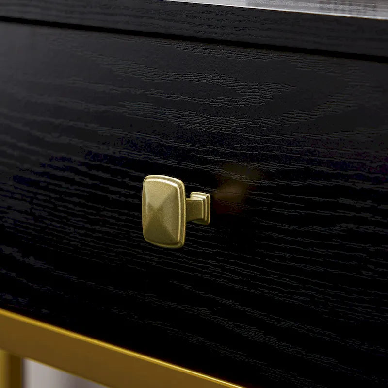 Console de 138 cm avec 3 tiroirs / Coiffeuse, table d'entrée noire avec étagères de rangement
