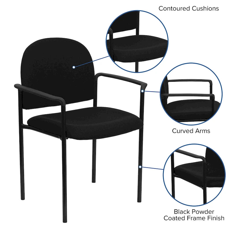 Chaise de réception/salle à manger empilable en acier avec accoudoirs Comfort