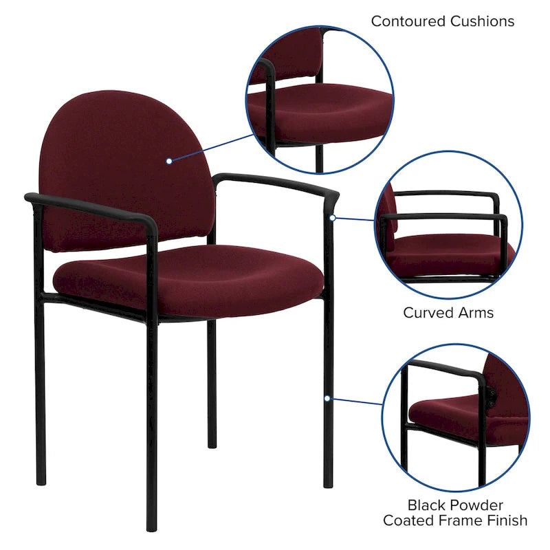 Chaise de réception/salle à manger empilable en acier avec accoudoirs Comfort