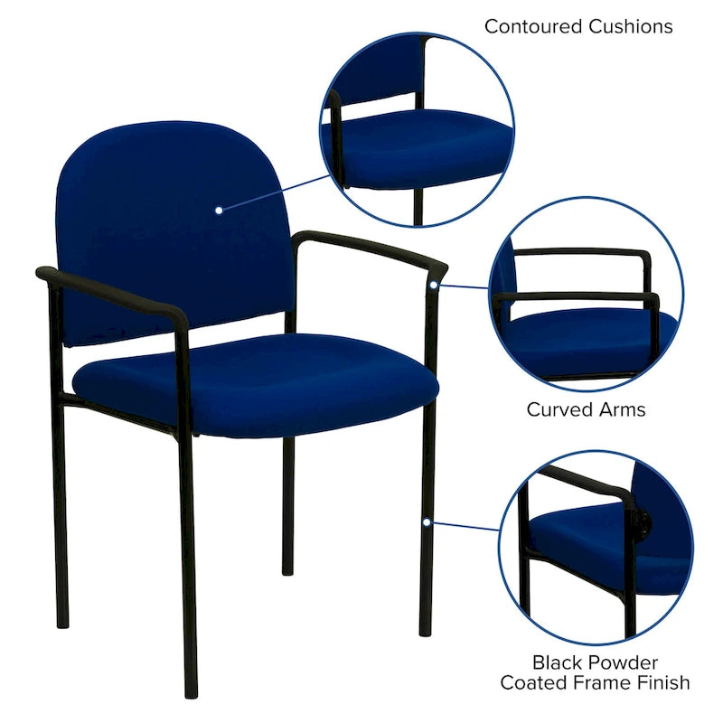 Chaise de réception/salle à manger empilable en acier avec accoudoirs Comfort