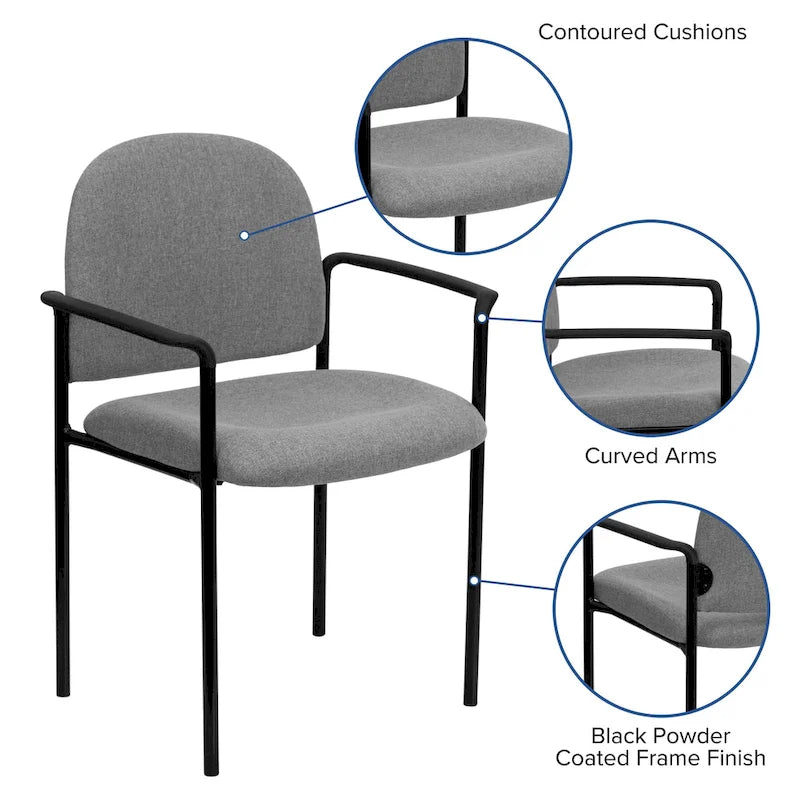 Chaise de réception/salle à manger empilable en acier avec accoudoirs Comfort