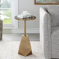 Table d'appoint géométrique en bronze – 14L x 24H x 14P