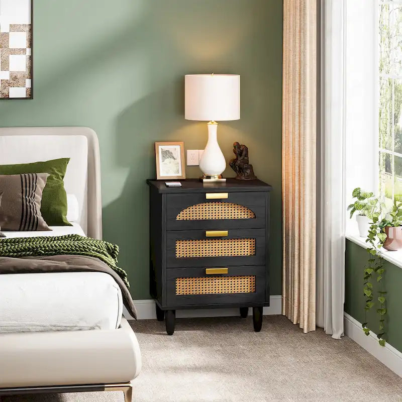 Table de chevet 20 pouces, commode de rangement en bois à 3 tiroirs pour chambre à coucher