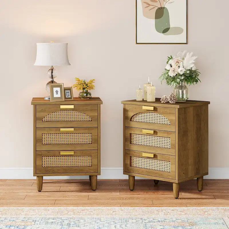 Table de chevet 20 pouces, commode de rangement en bois à 3 tiroirs pour chambre à coucher
