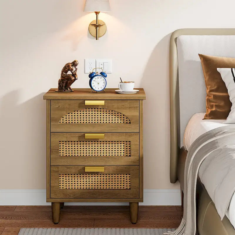 Table de chevet 20 pouces, commode de rangement en bois à 3 tiroirs pour chambre à coucher