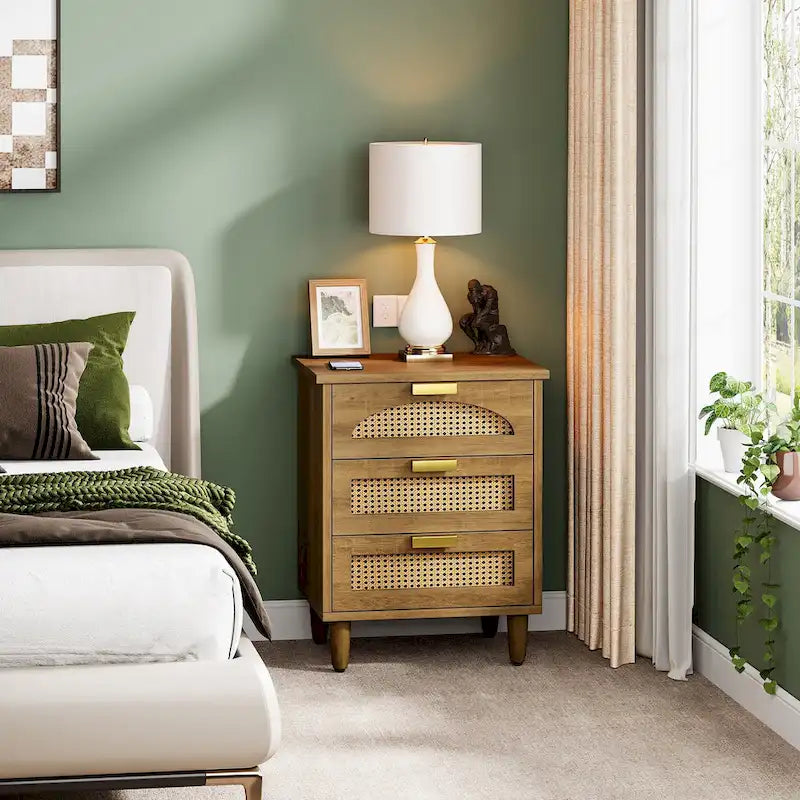 Table de chevet 20 pouces, commode de rangement en bois à 3 tiroirs pour chambre à coucher
