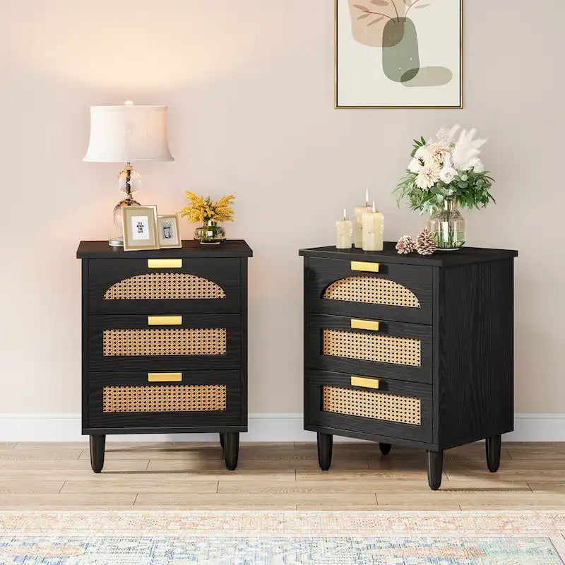 Table de chevet 20 pouces, commode de rangement en bois à 3 tiroirs pour chambre à coucher