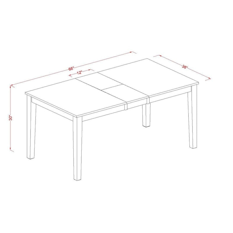 Table de salle à manger moderne - plateau de table de cuisine rectangulaire avec rallonge papillon (options de couleur de finition)