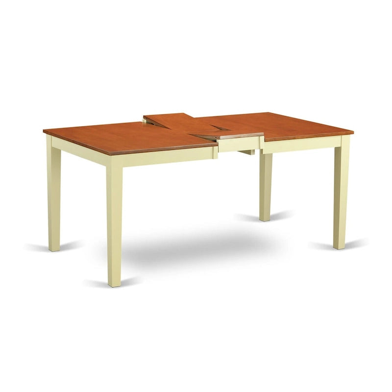 Table de salle à manger moderne - plateau de table de cuisine rectangulaire avec rallonge papillon (options de couleur de finition)