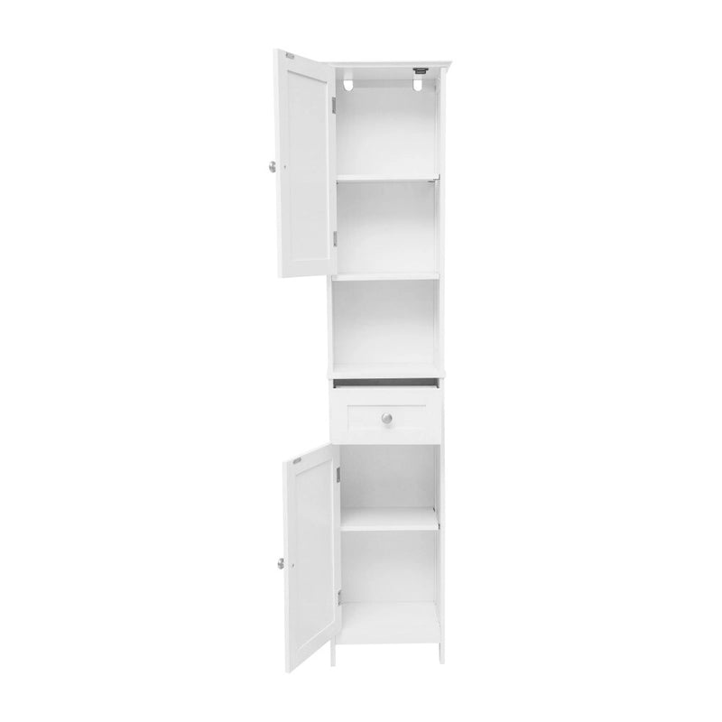 Colonne de rangement pour linge autoportante de style ferme (avec étagères, tiroirs et portes d'armoire)
