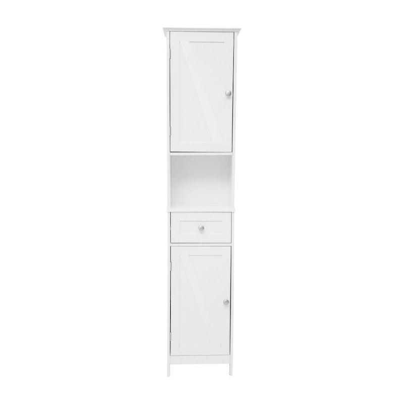 Colonne de rangement pour linge autoportante de style ferme (avec étagères, tiroirs et portes d'armoire)
